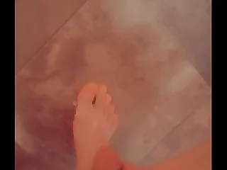 Femboy 18 yr age-old cums all over her own feet